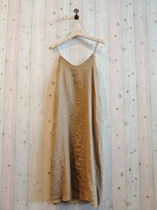 REF 18017 100% LINEN STRAP DRESS