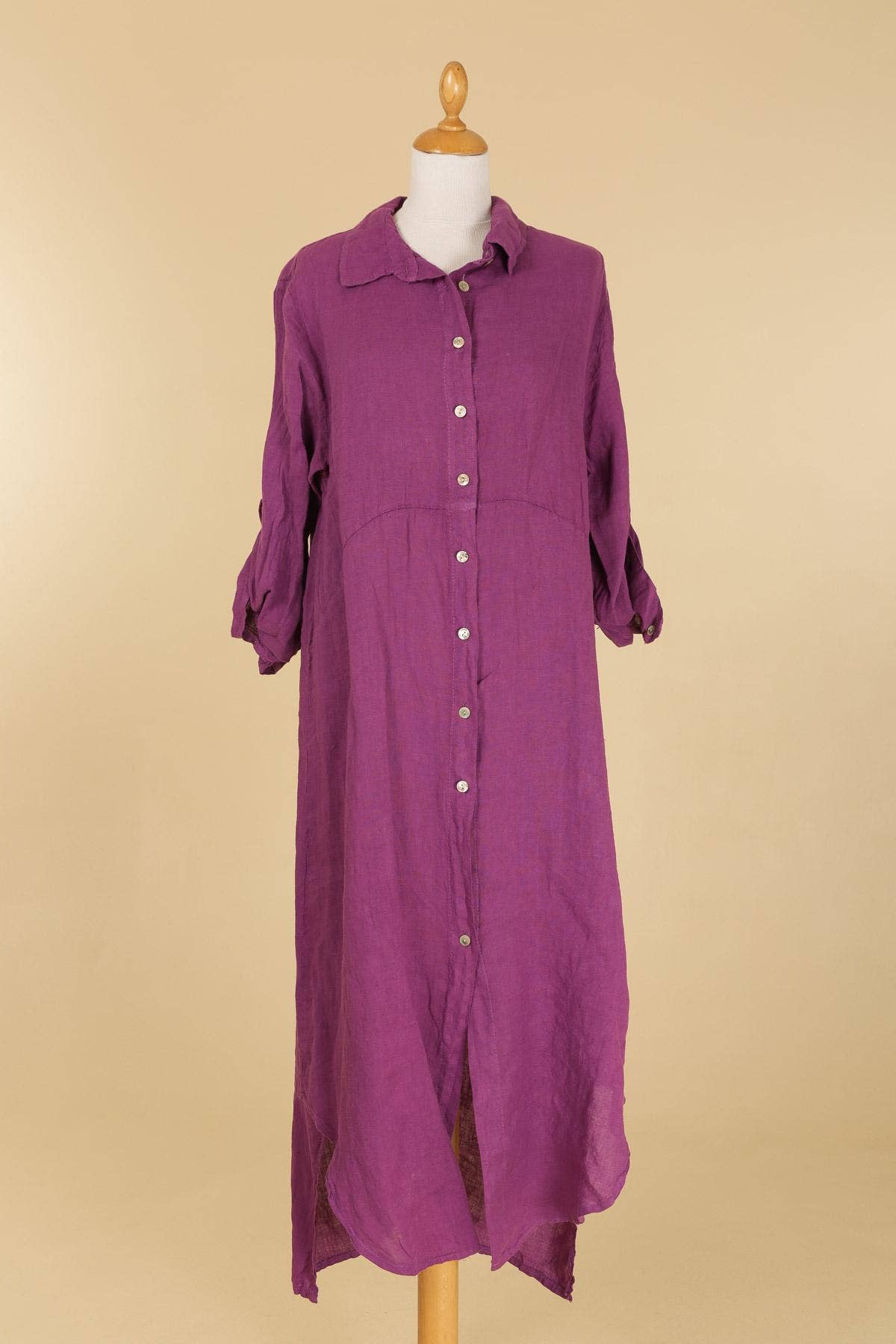 Long shirt dress 68036 100% LINEN