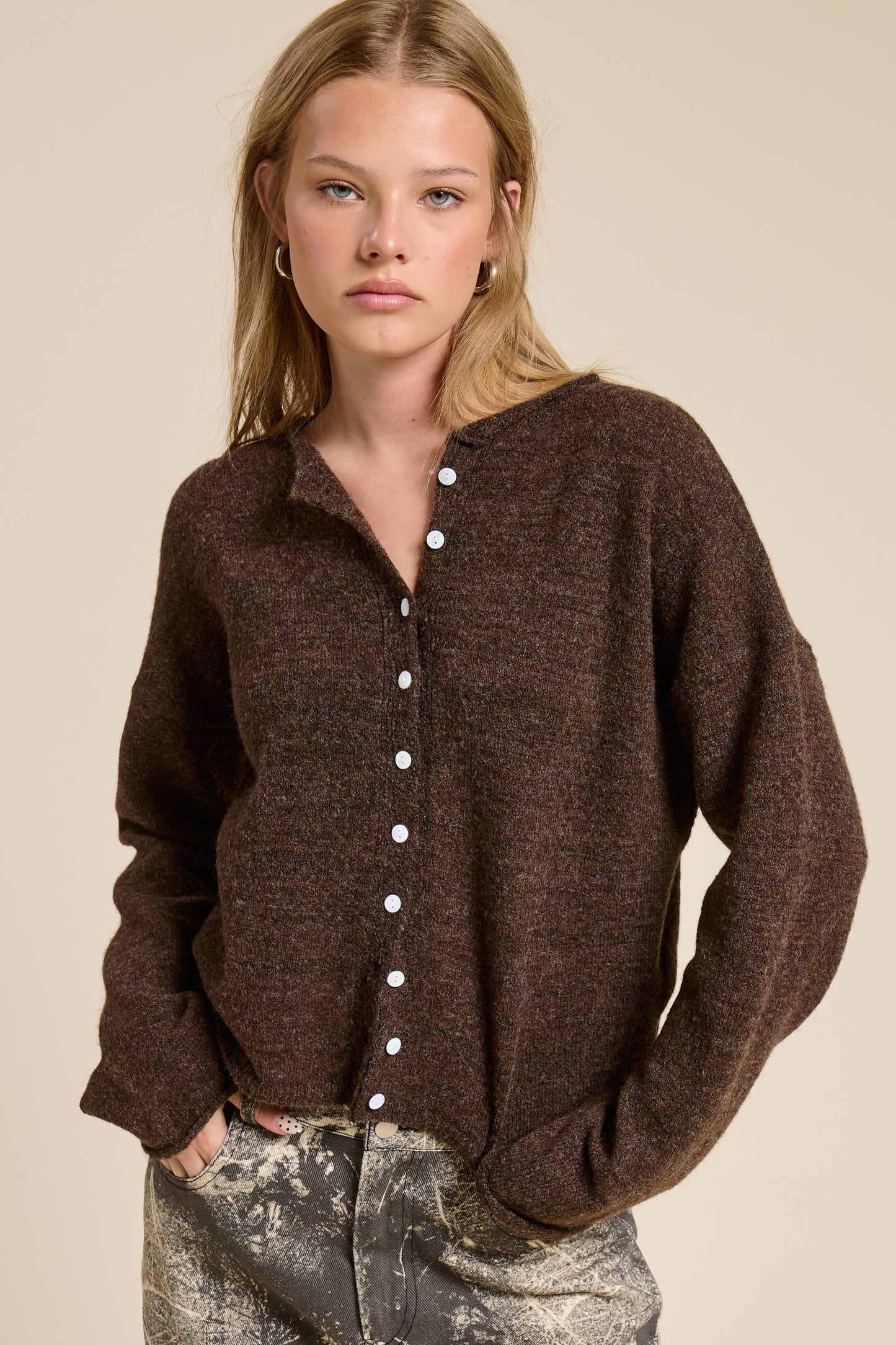Essential Button Down Cardigan Top