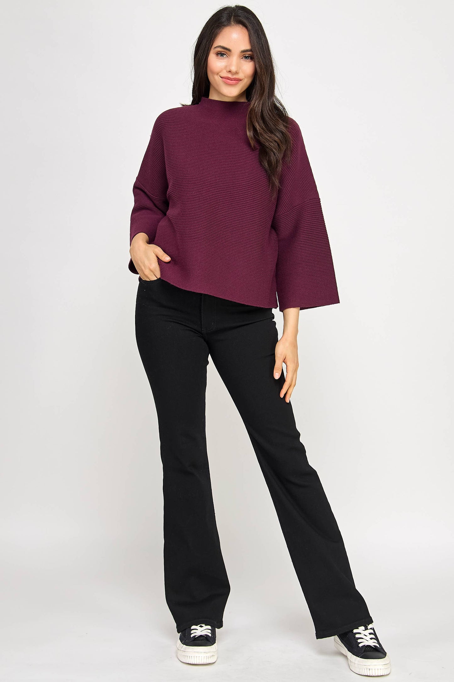 JT-5002-6 NOT YOUR CASUAL TOP-MERLOT