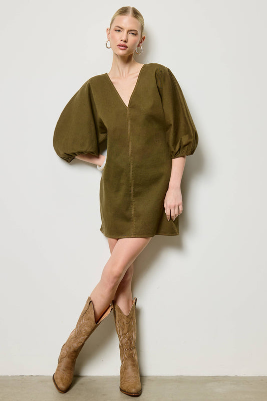 Olive Denim Mini Dress