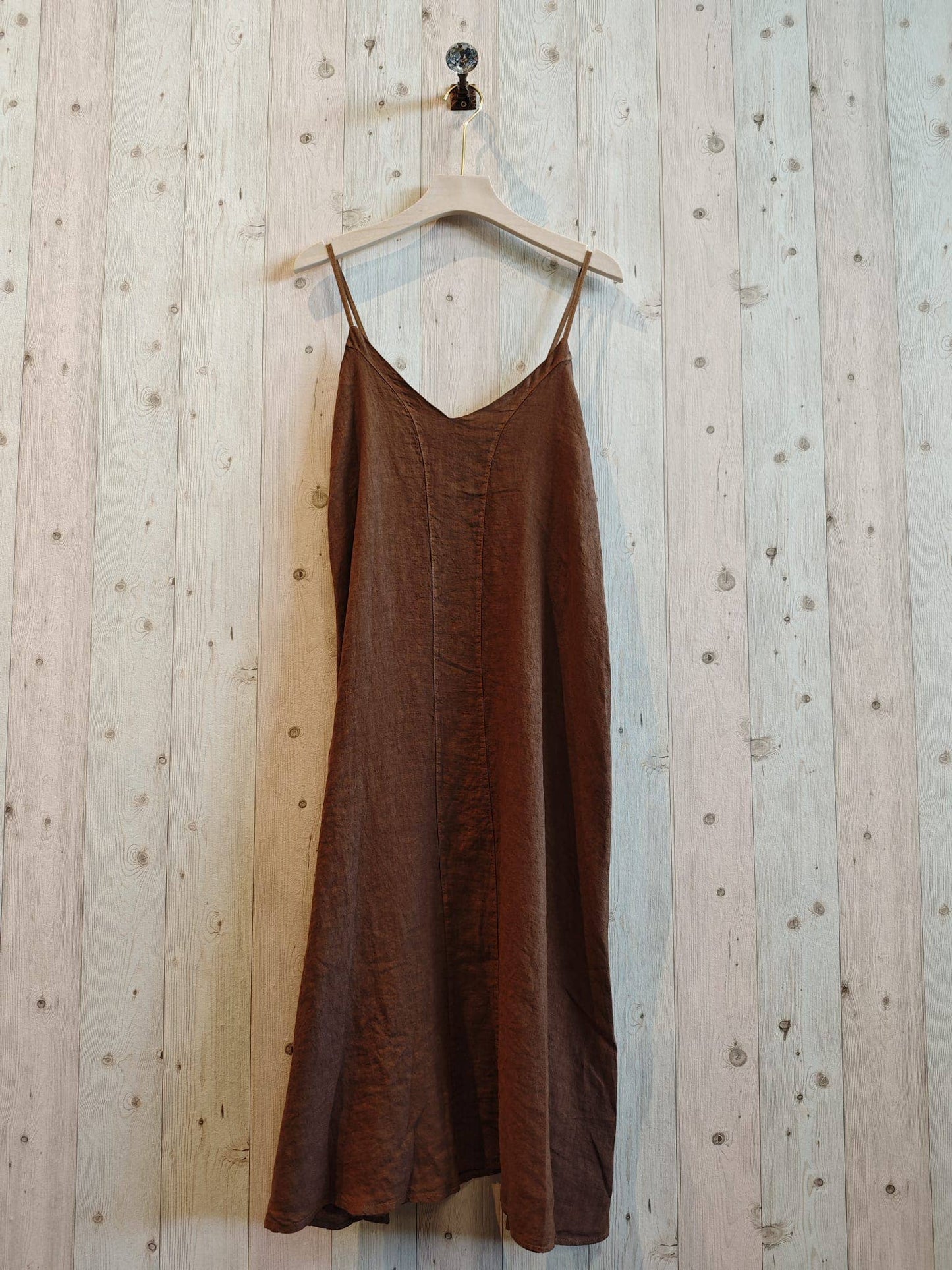 REF 18017 100% LINEN STRAP DRESS