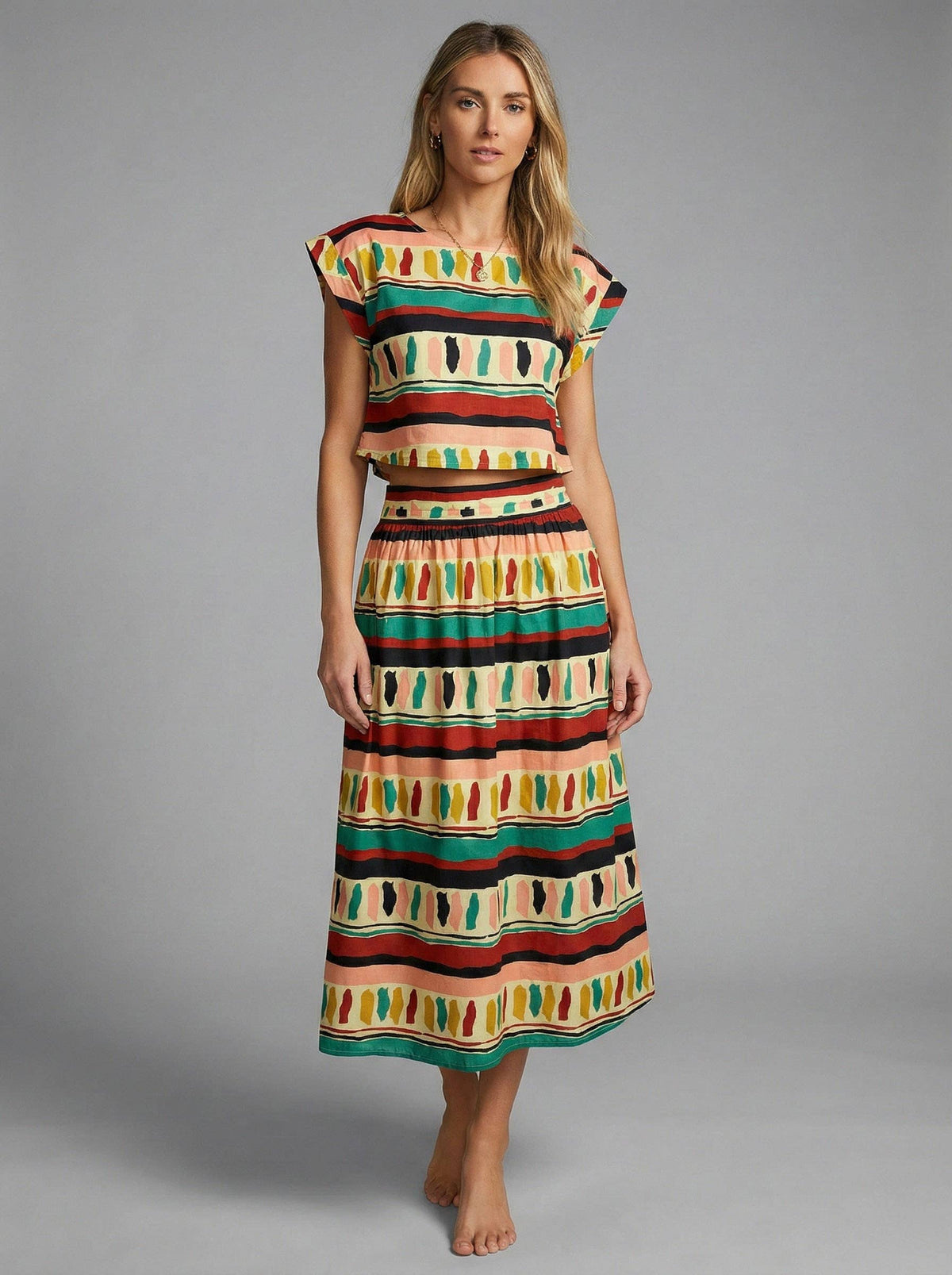 Zoey Poplin Top & Skirt Set