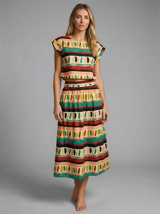 Zoey Poplin Top & Skirt Set