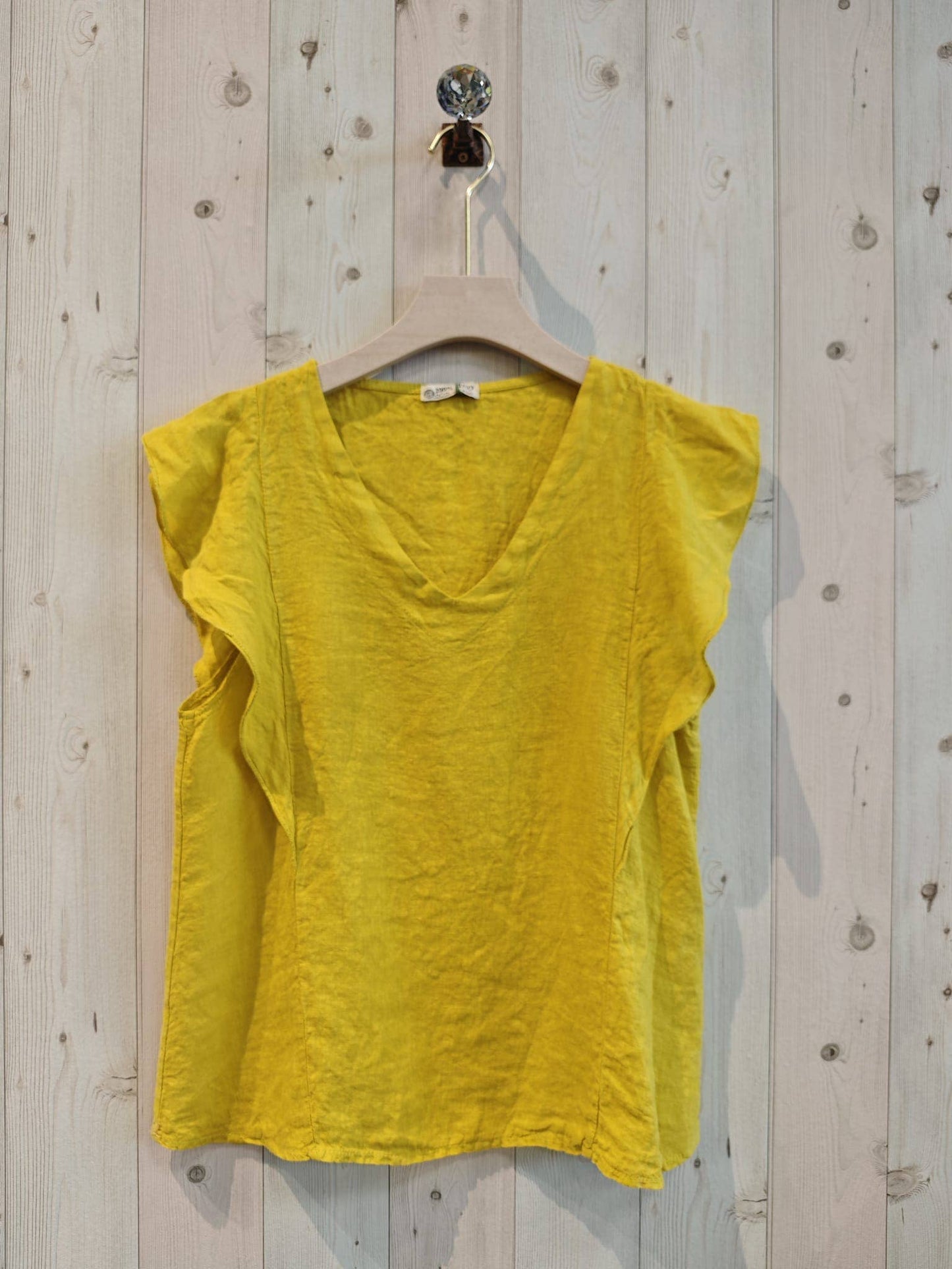 REF 17874 RUFFLE SLEEVE T-SHIRT 100% LINEN