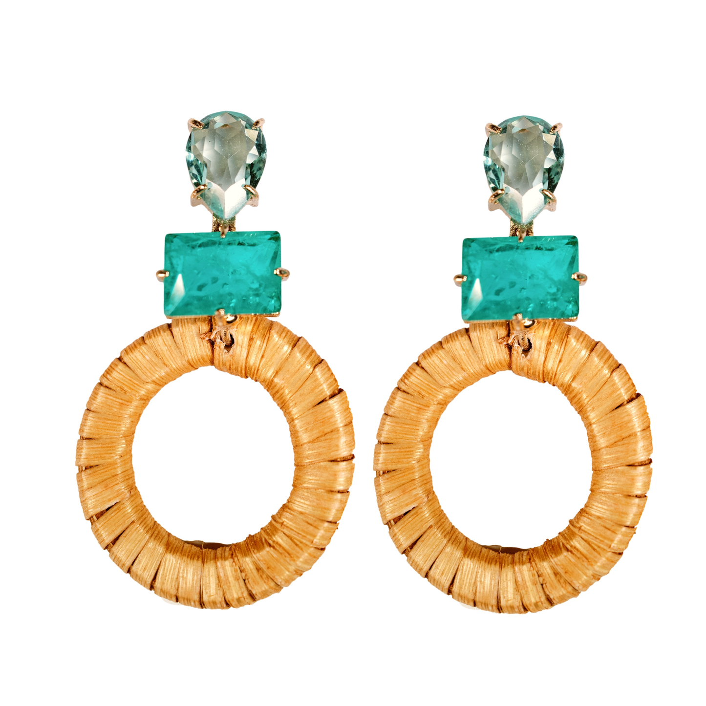 Turquoise Rattan Earrings
