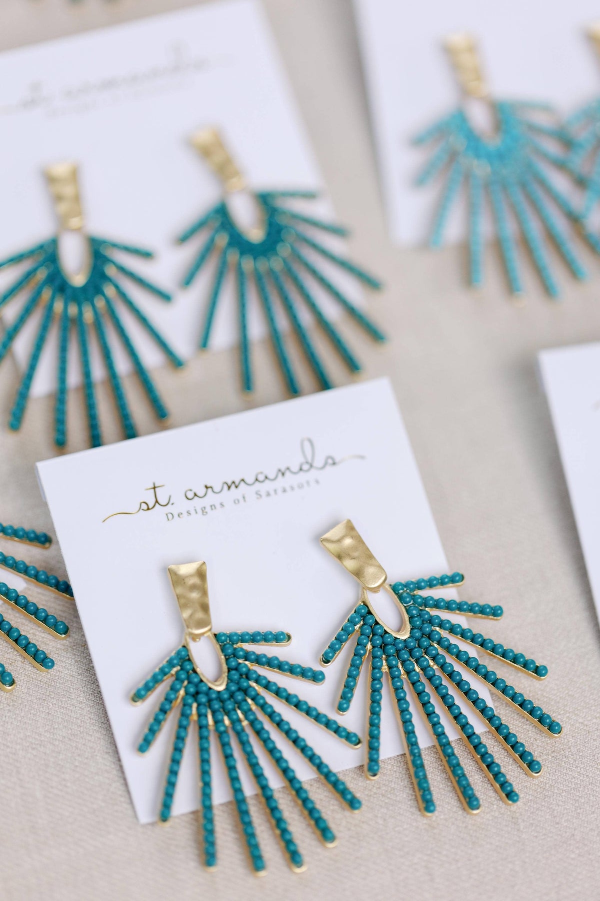 Dark Turquoise Sunburst Earrings