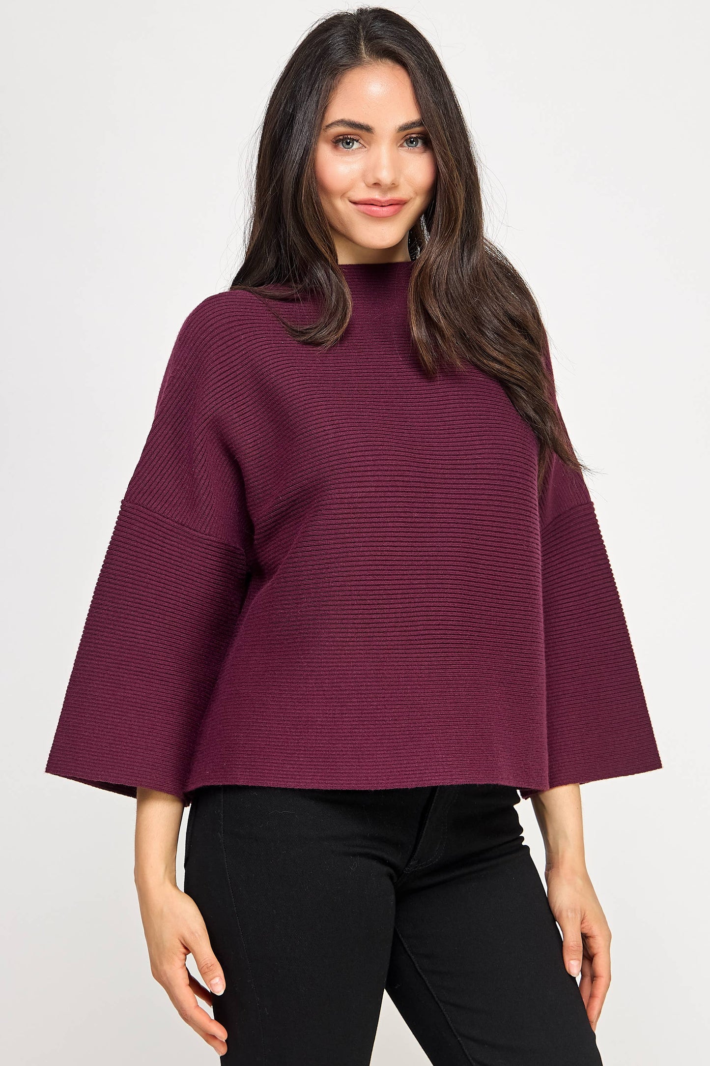JT-5002-6 NOT YOUR CASUAL TOP-MERLOT