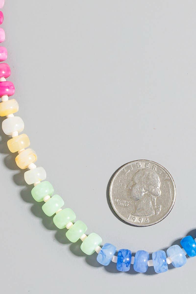Round Marble Resin Beaded Necklace