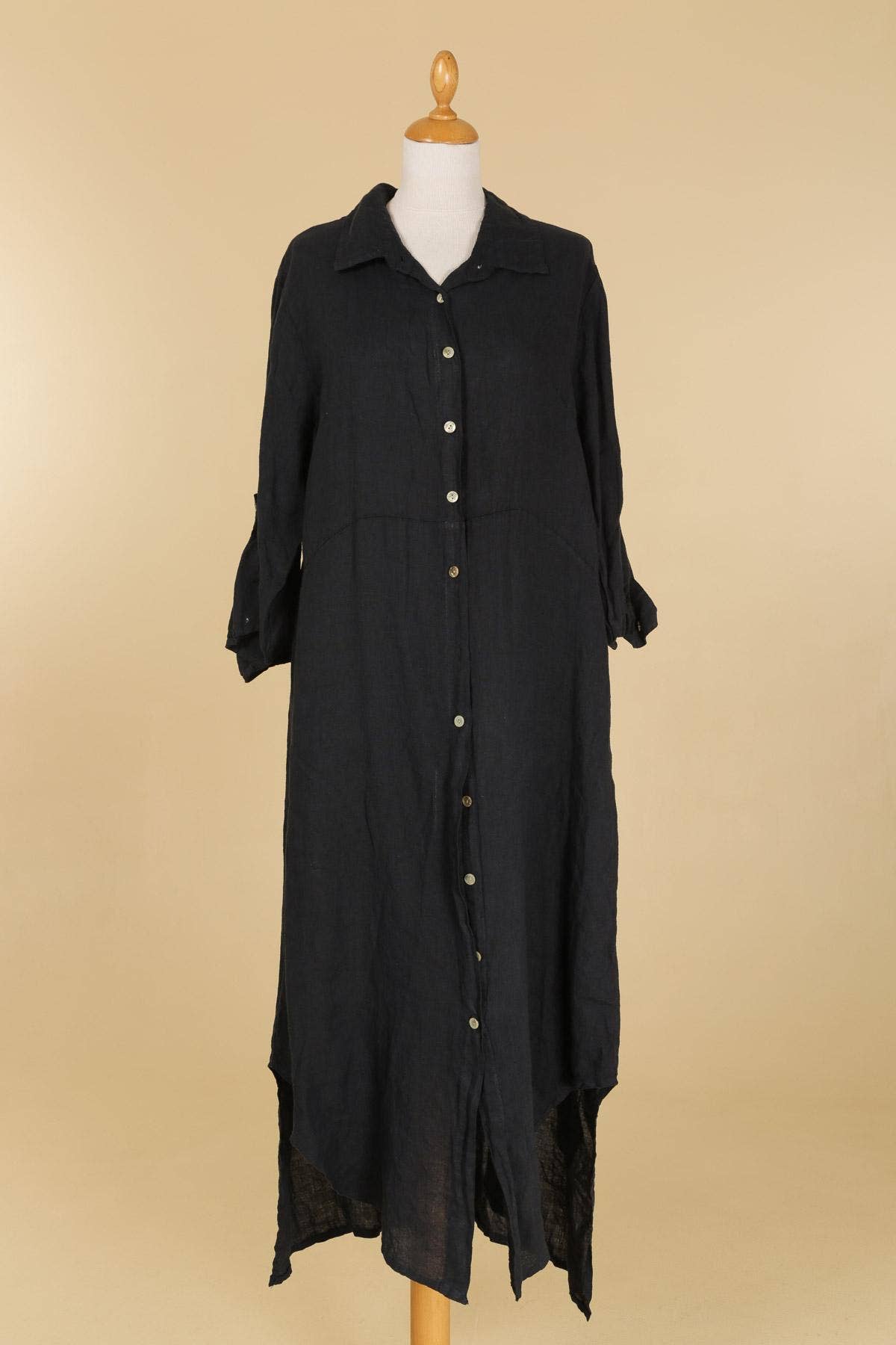 Long shirt dress 68036 100% LINEN