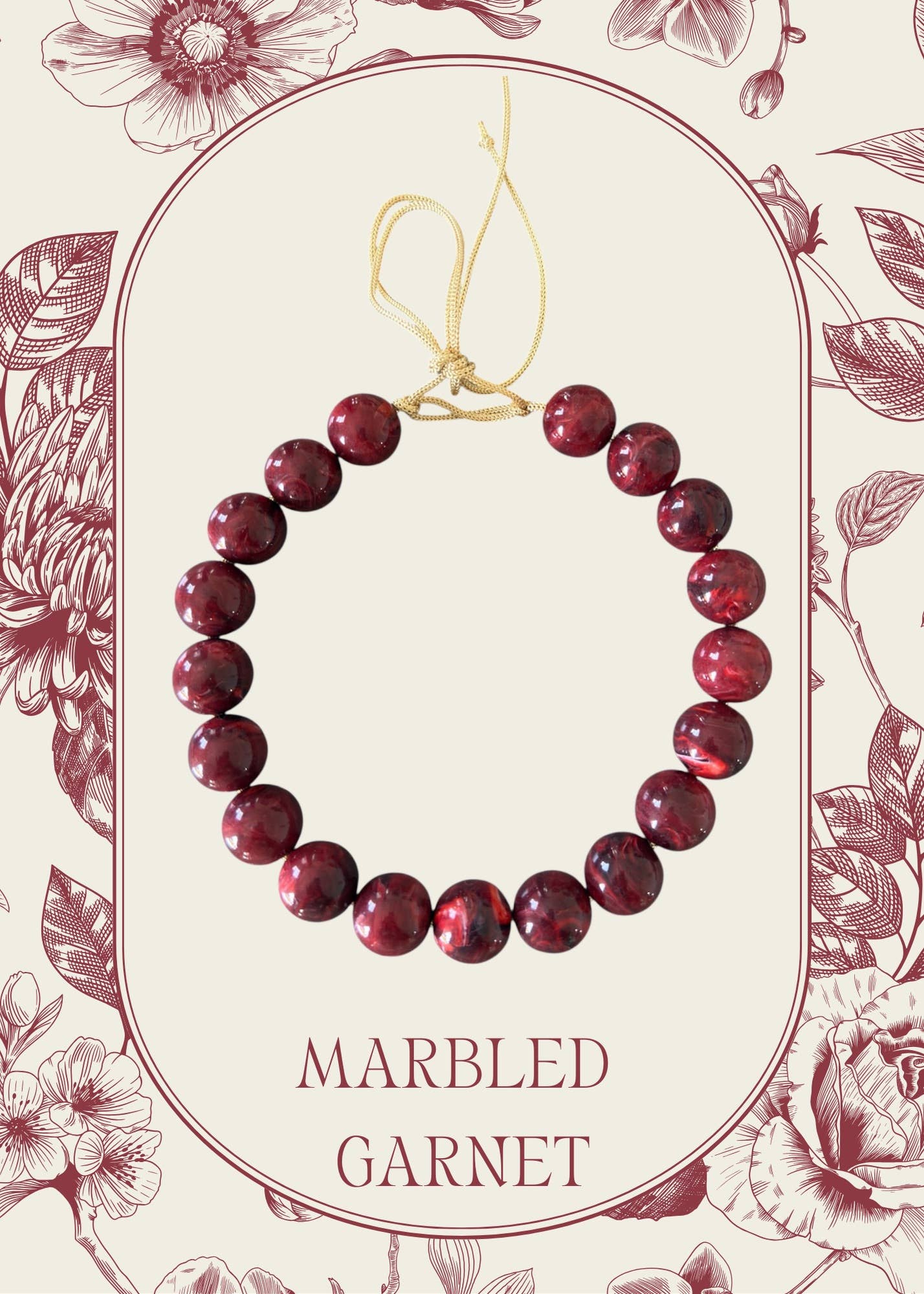 Chunky Beaded Necklace - Marbled Garnet