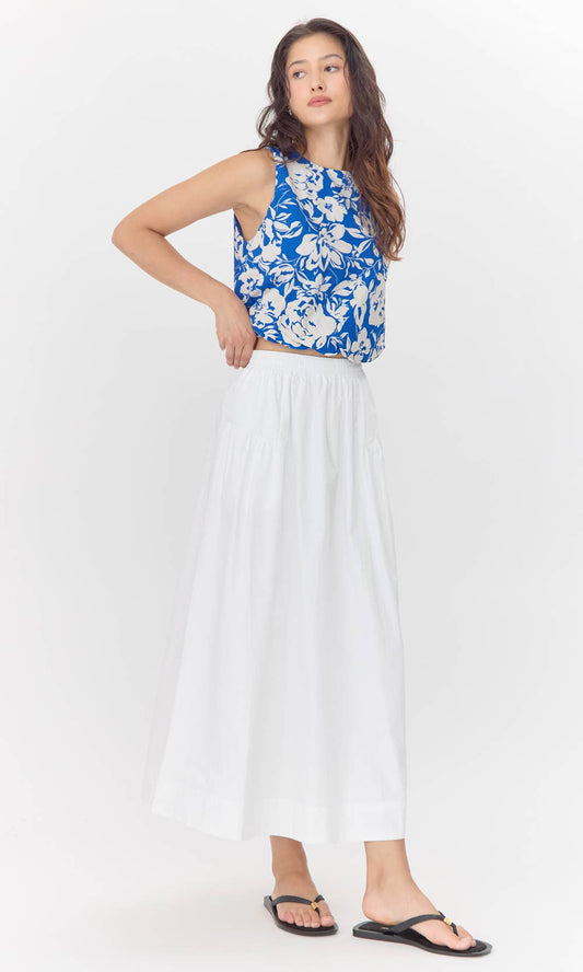 Ana Poplin A Line Midi Skirt