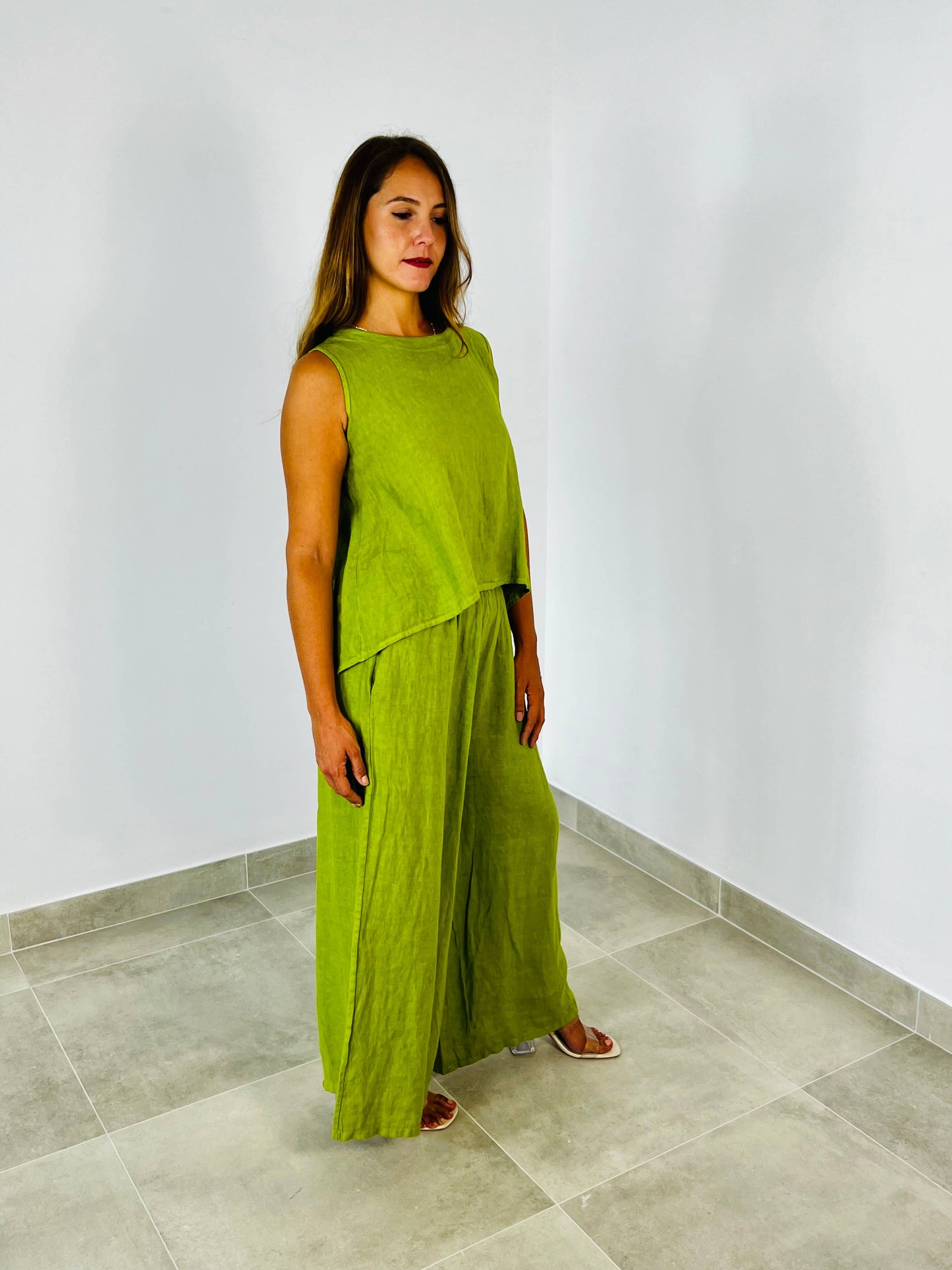 REF 15763 100% LINEN RIBBON SISA SLEEVE T-SHIRT