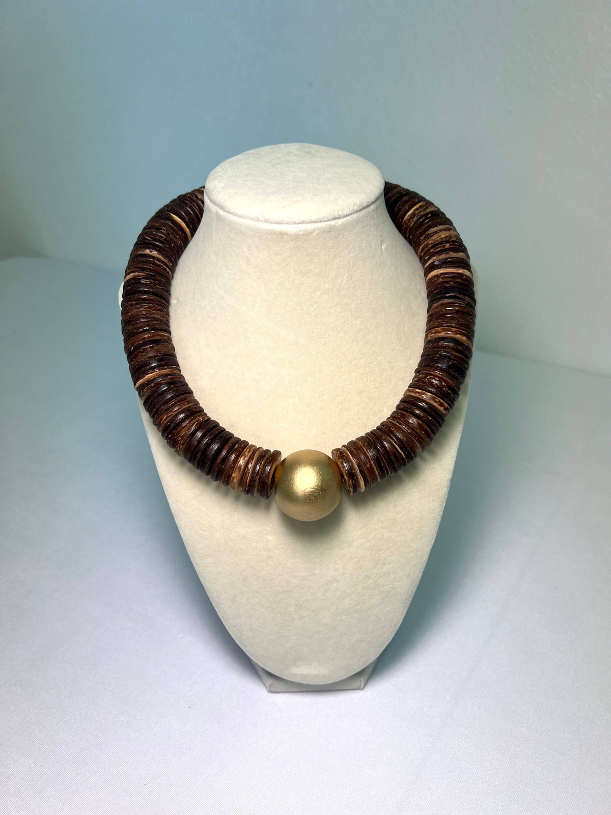 Brown Coconut Shell Statement Necklace