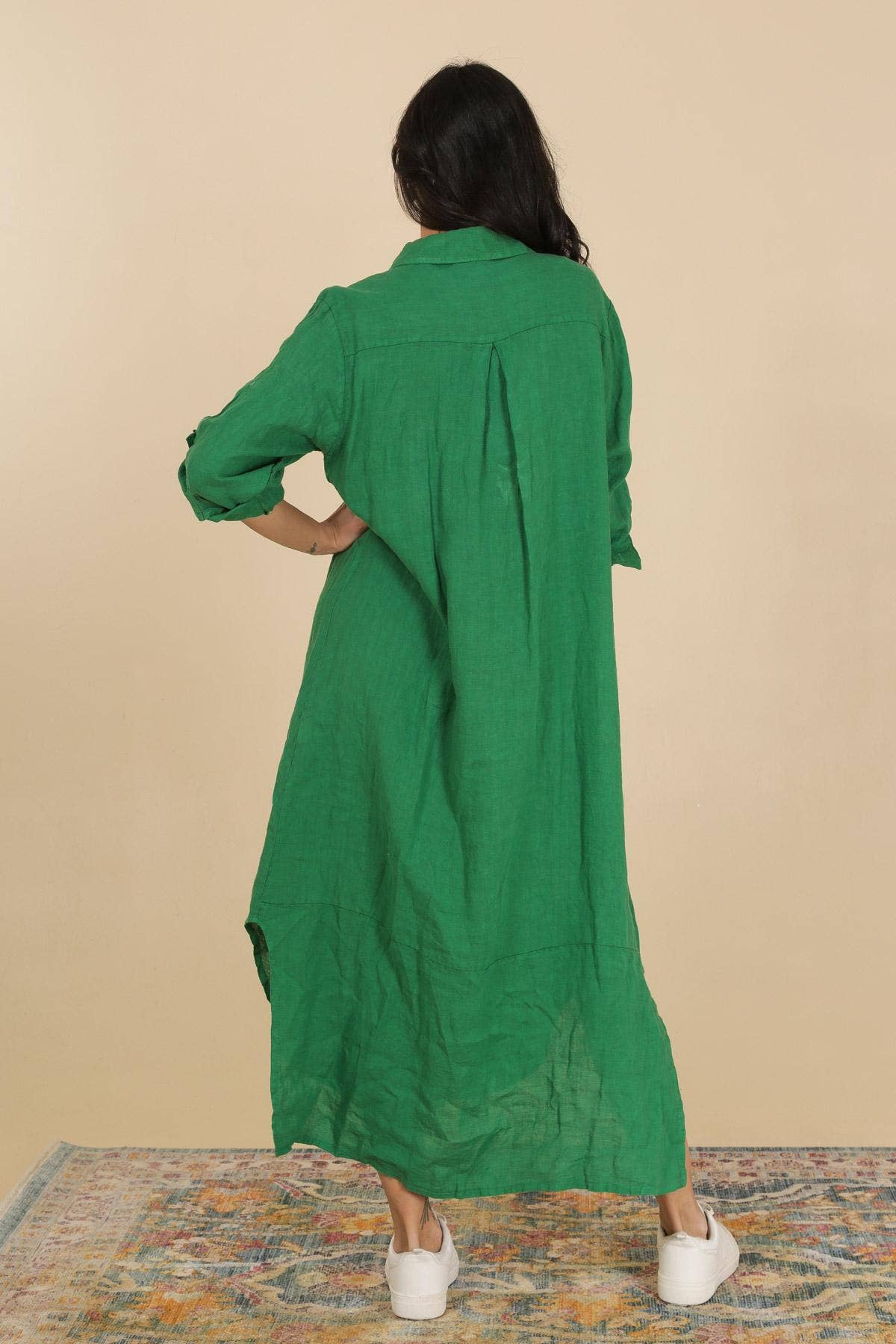 Long shirt dress 68036 100% LINEN