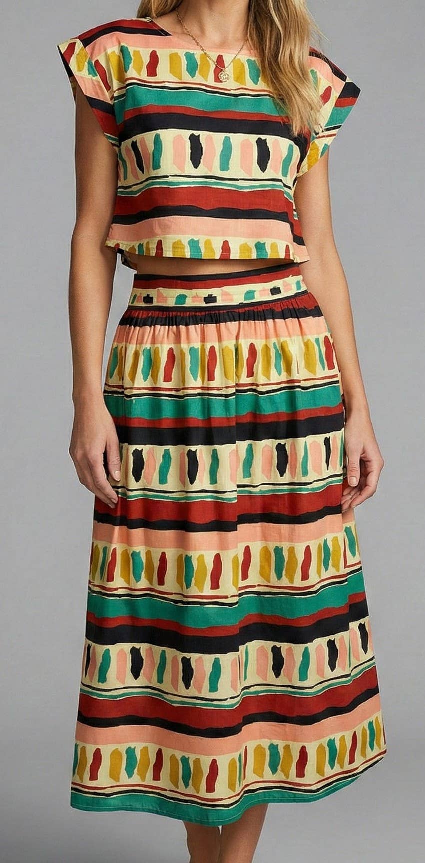 Zoey Poplin Top & Skirt Set