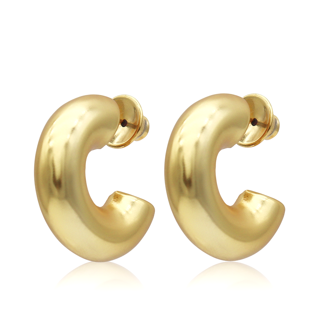 Thick Cylinder Hoops - 24K Gold Plated