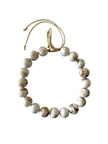 Chunky Beaded Necklace - Caramel Swirl