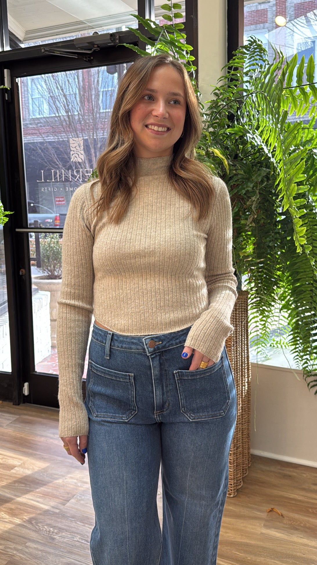 Ribbed Mock Neck Sweater