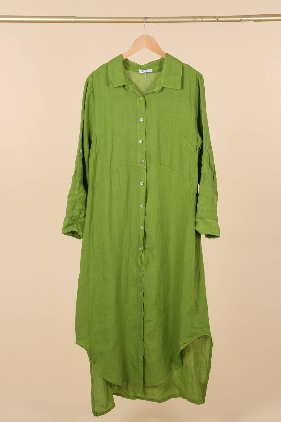 Long shirt dress 68036 100% LINEN