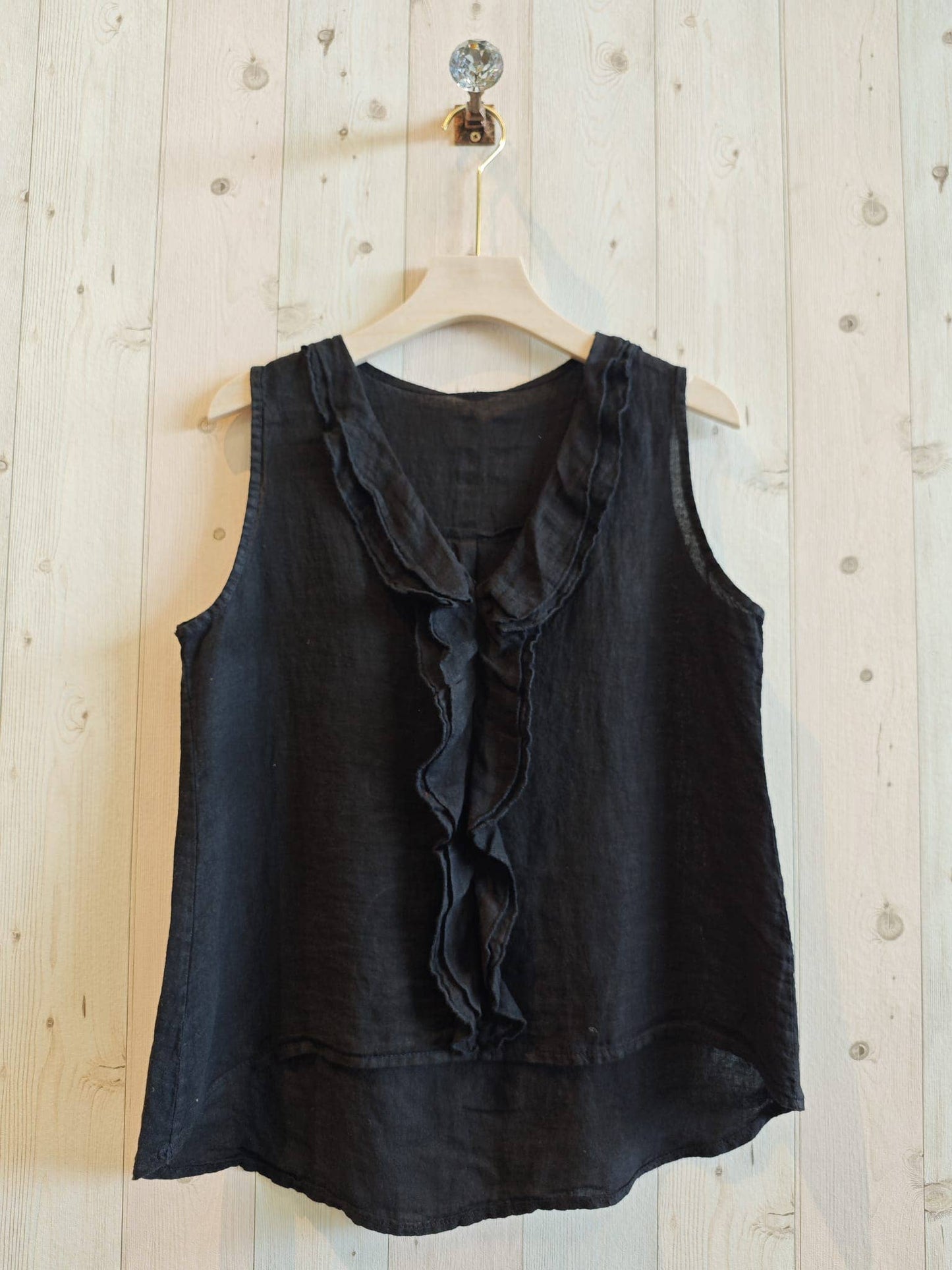 REF 17461 100% LINEN RUFFLE T-SHIRT