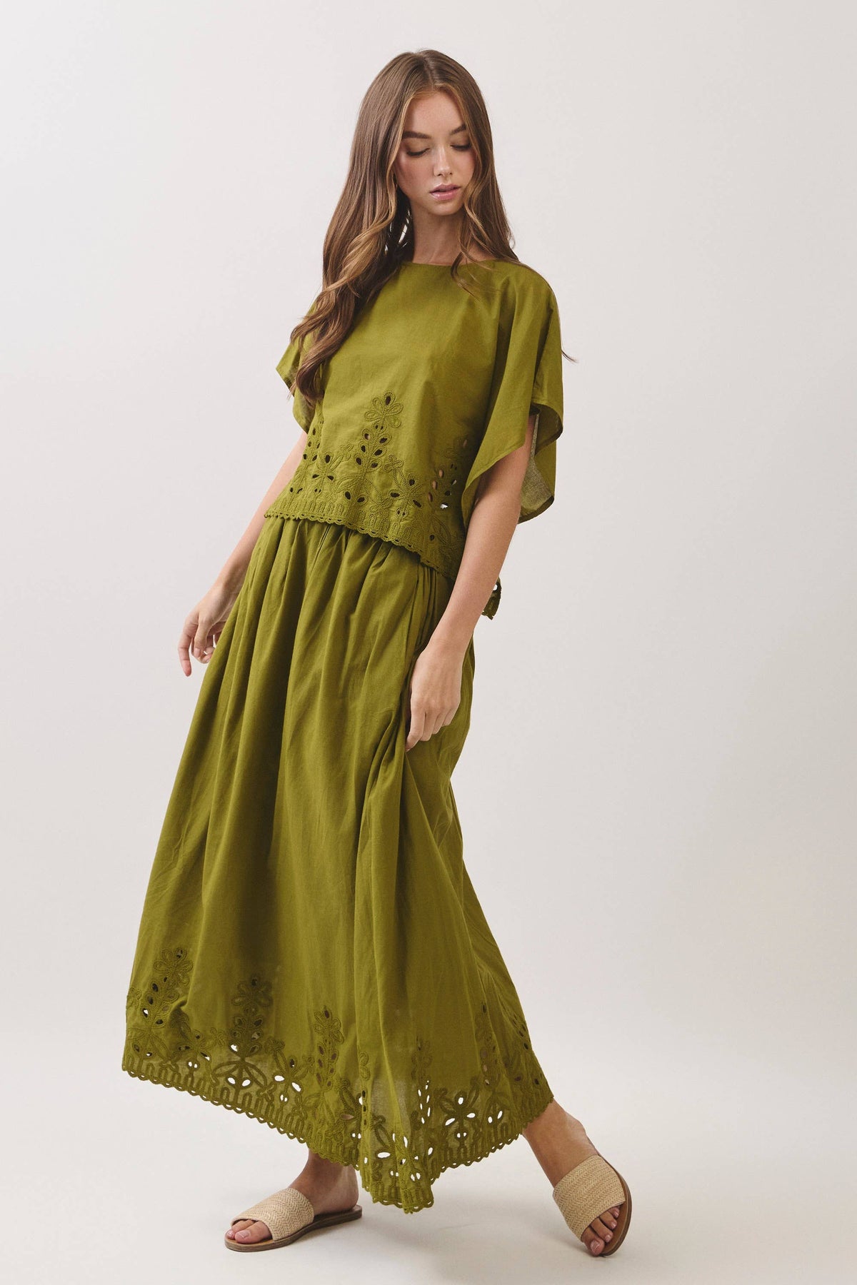 Eyelet Flutter Sleeve Top