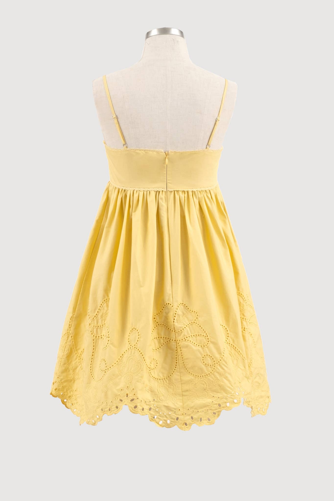 SPAGHETTI STRAP EYELET DETAIL FRONT TIE MINI DRESS