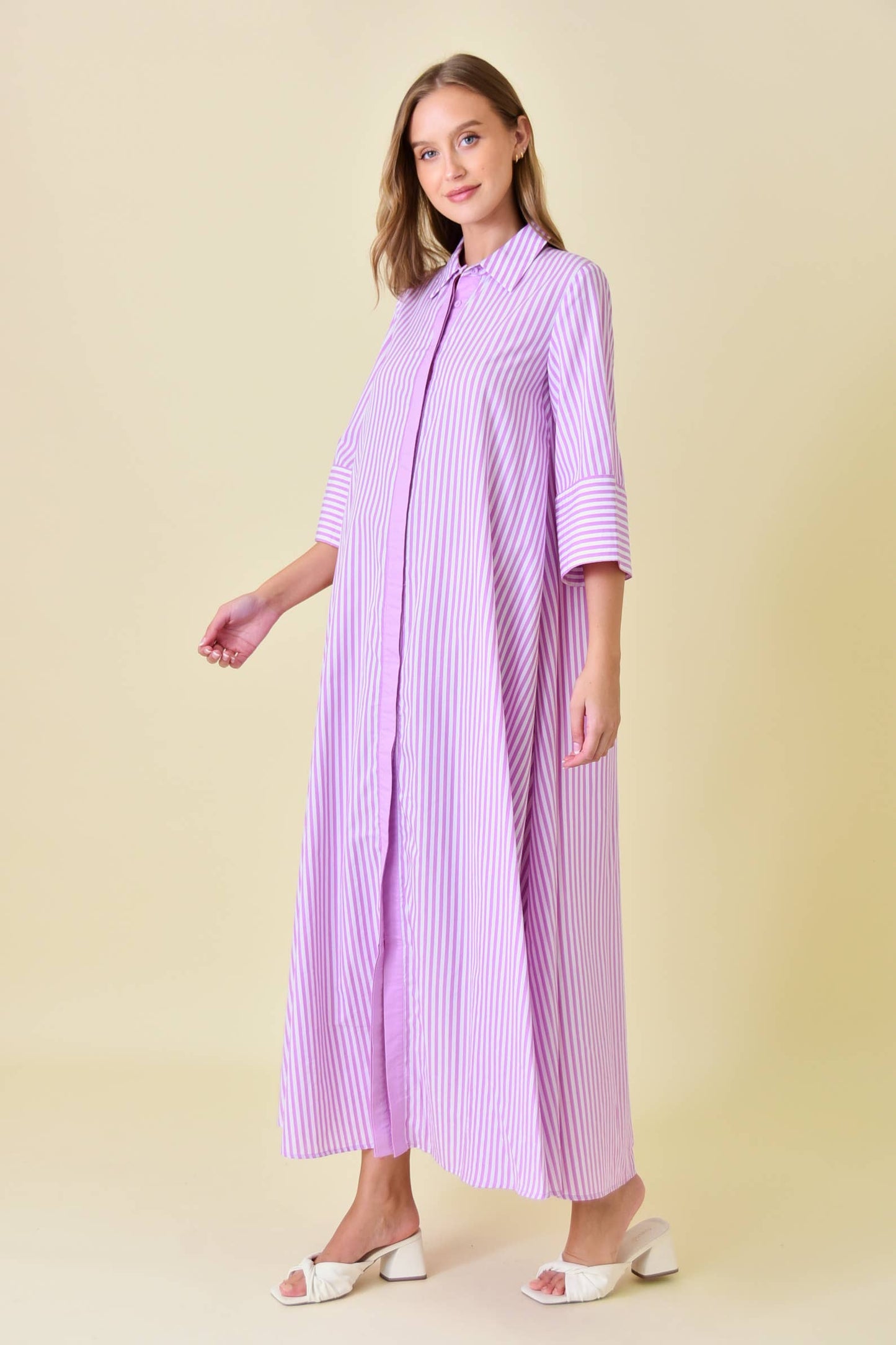STRIPED MAXI SHIRT DRESS