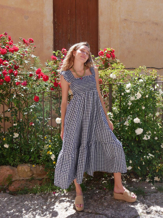 Amaia Navy Gingham Dress