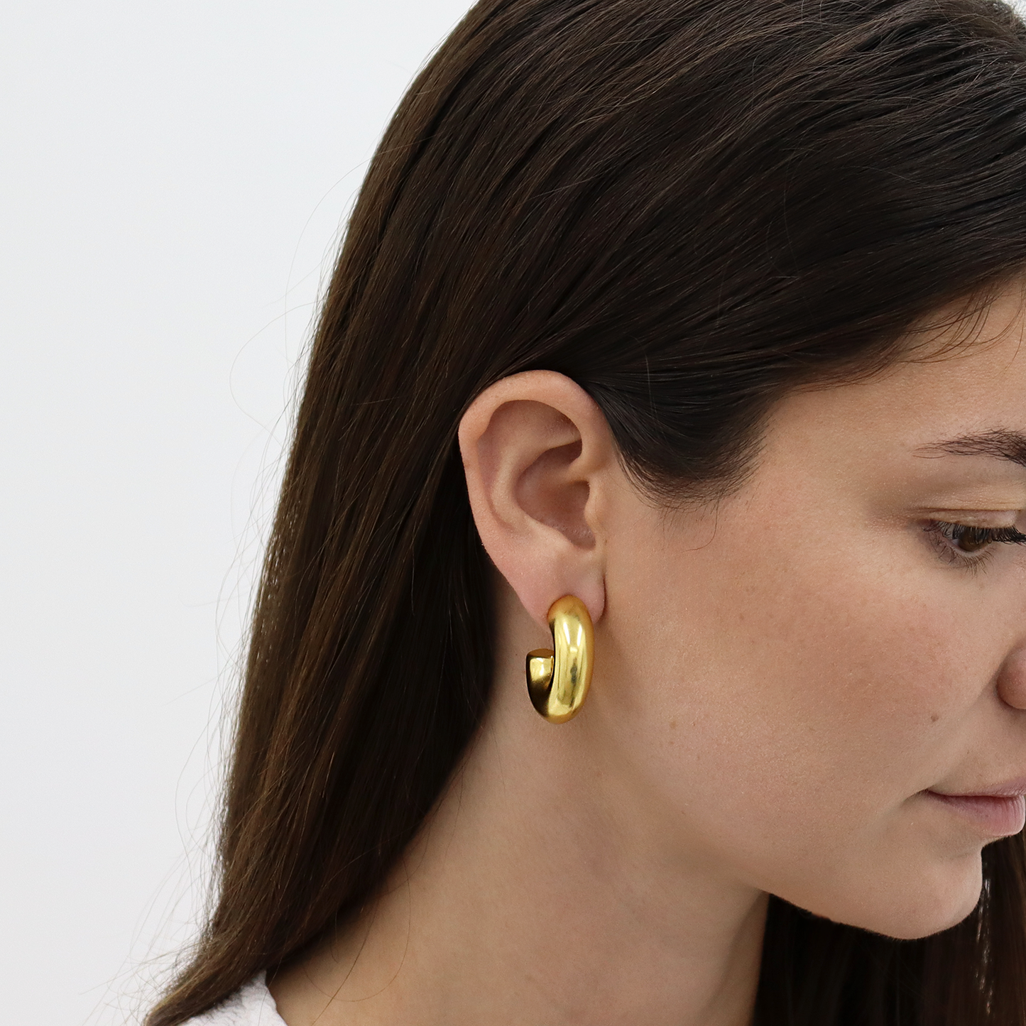 Thick Cylinder Hoops - 24K Gold Plated