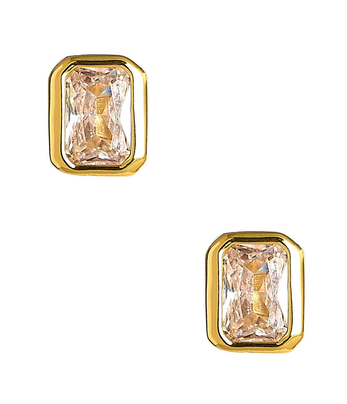 Rectangle Bezel Stud - 18k Gold Plated - WS