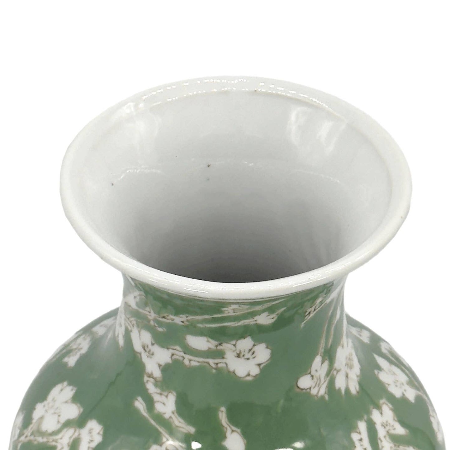 Green Sakura Chinoiserie Ceramic Vase 14"