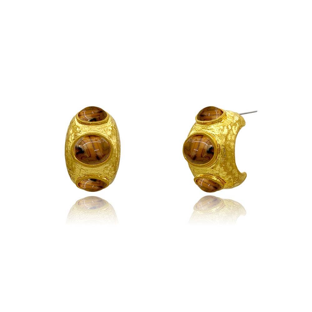 Stone Half Hoop Earring | Color Options