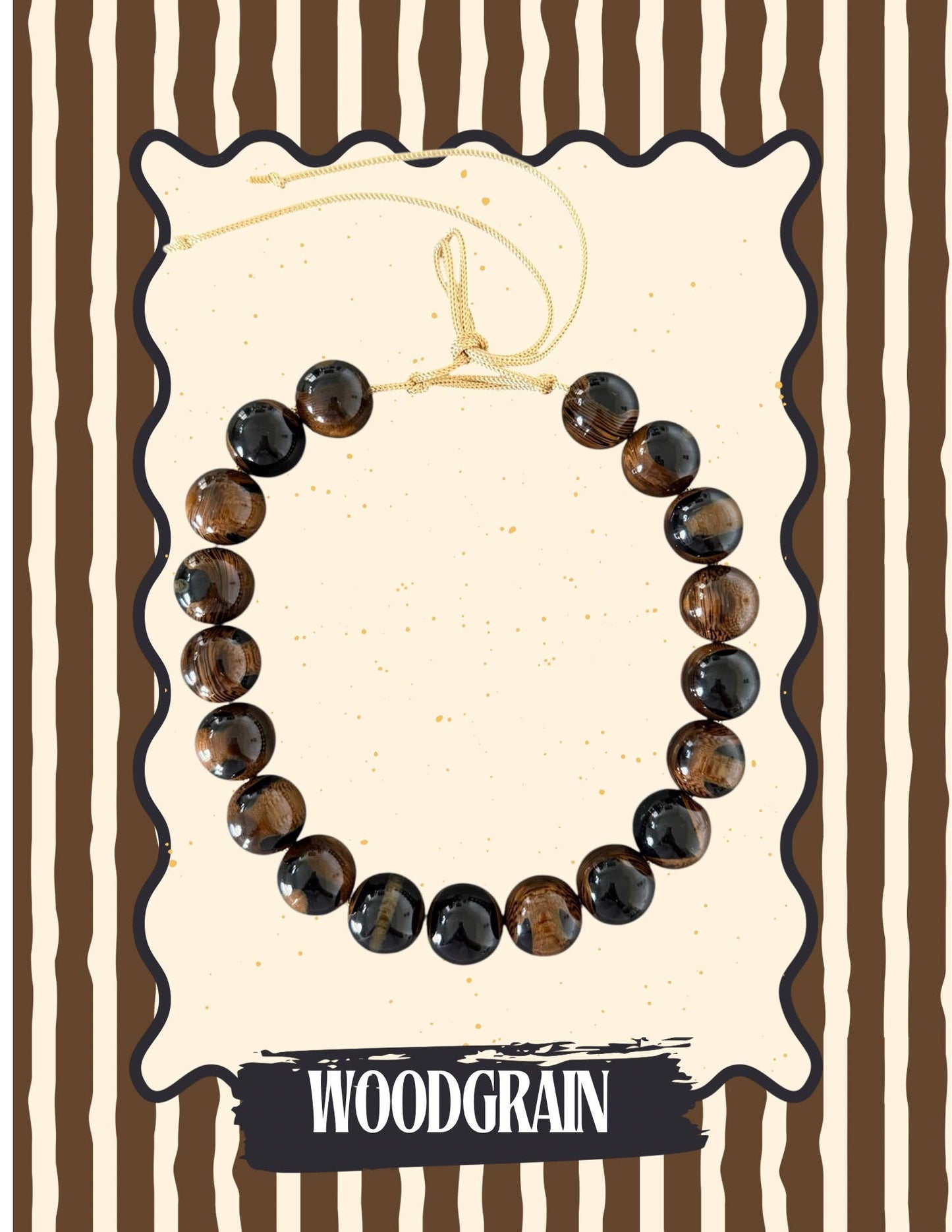 Chunky Beaded Necklace | Woodgrain
