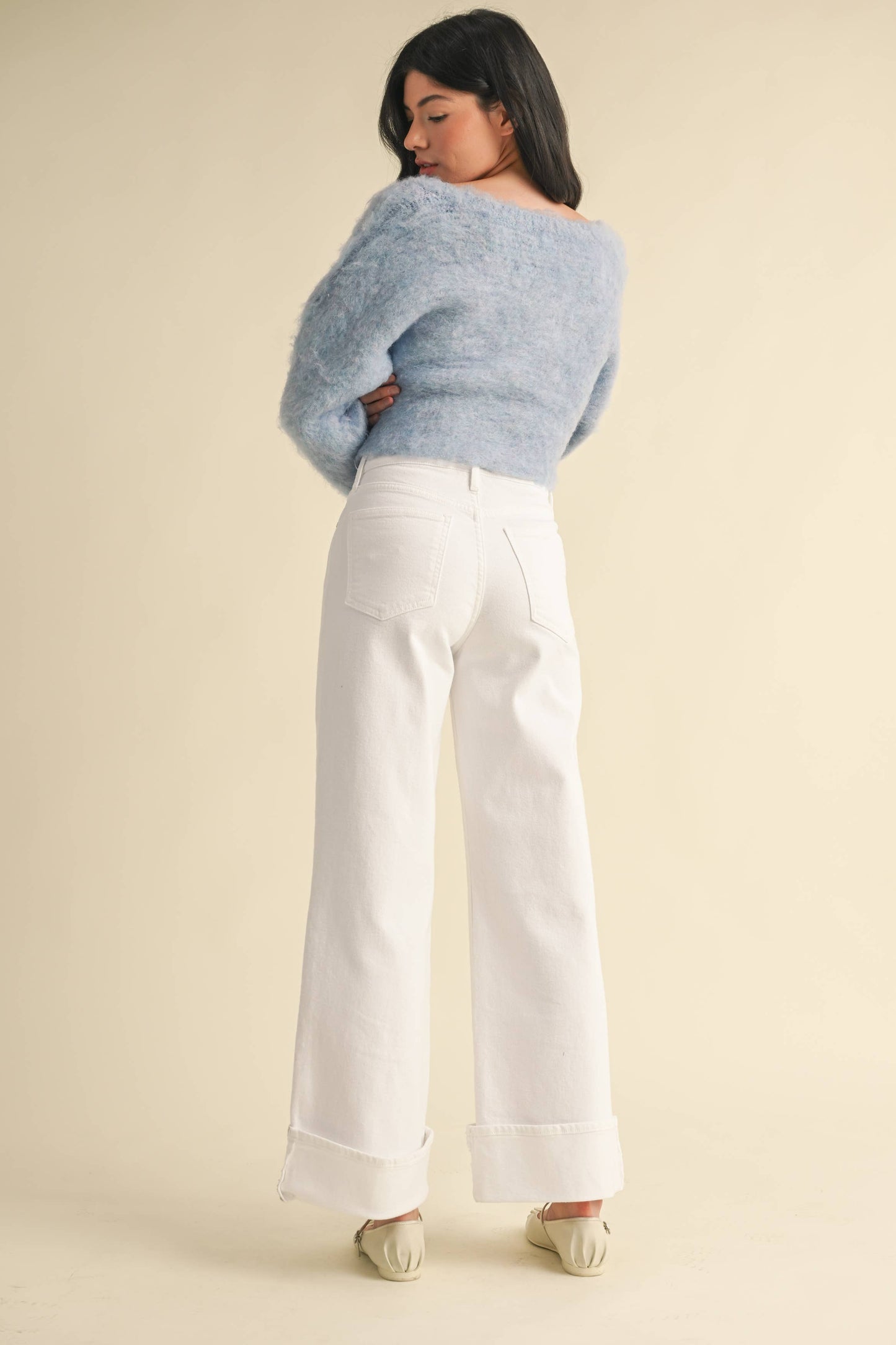 Cuffed White Denim