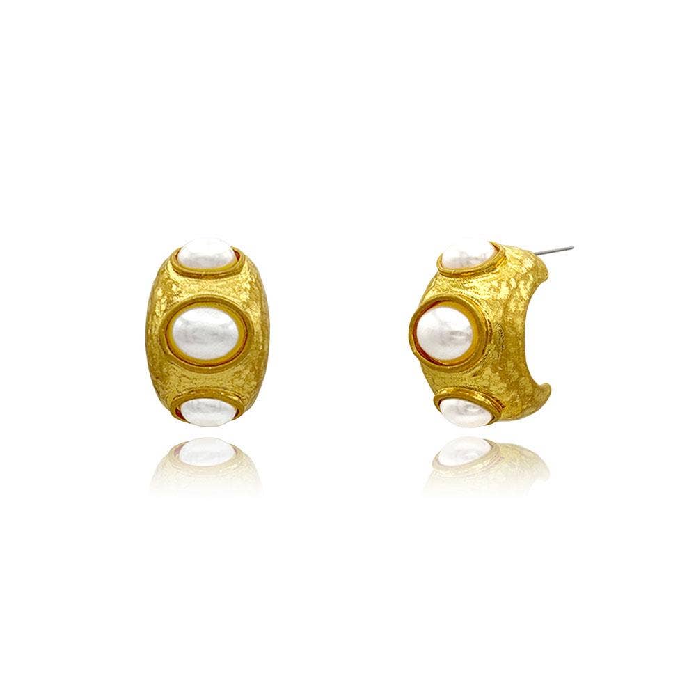 Stone Half Hoop Earring | Color Options