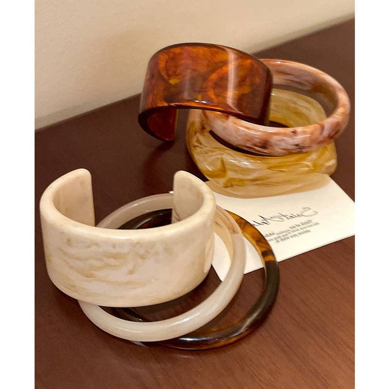 Irregular Acrylic Resin Layered Bracelets DP25B562