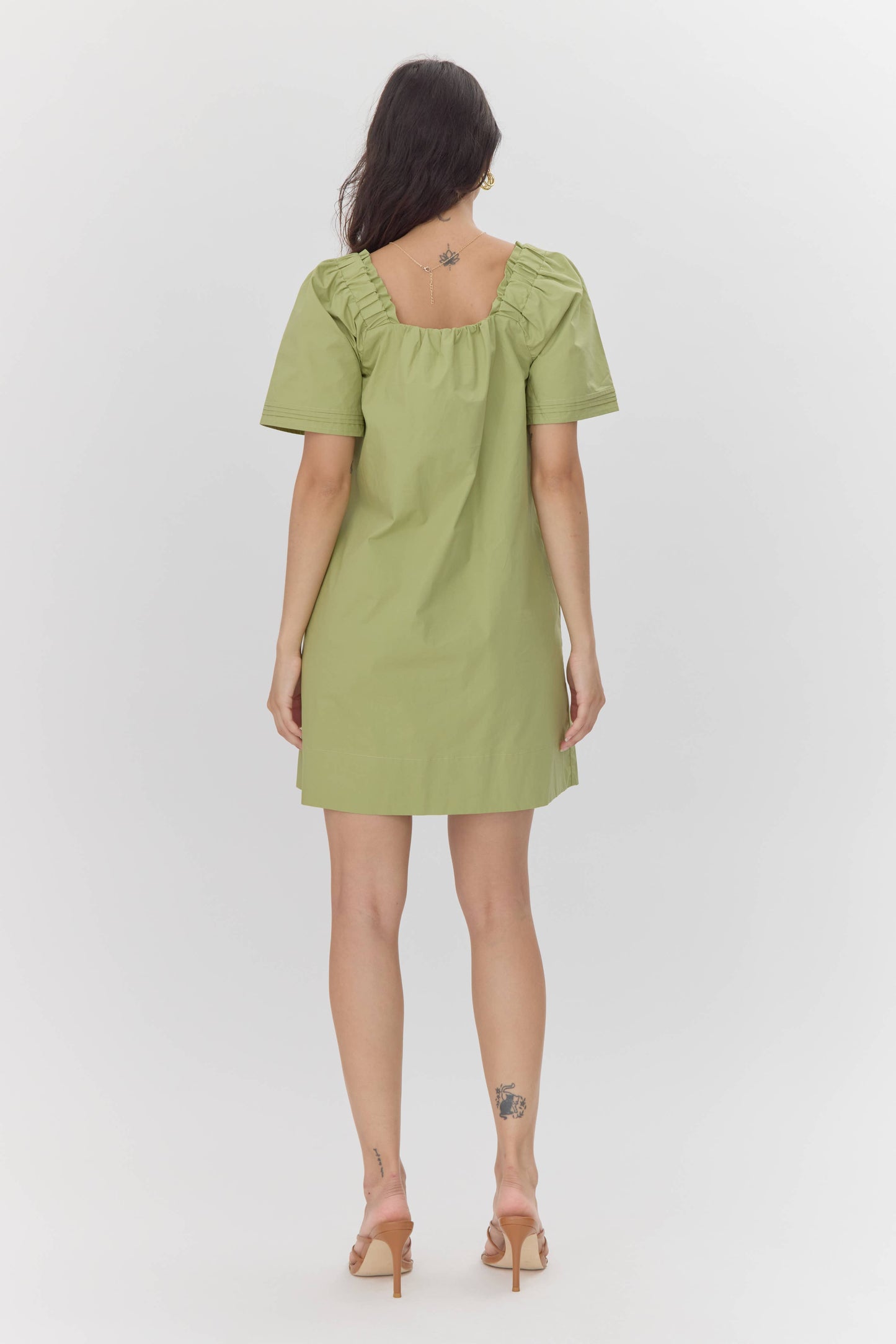 Nadia Poplin Square Neck Mini Dress