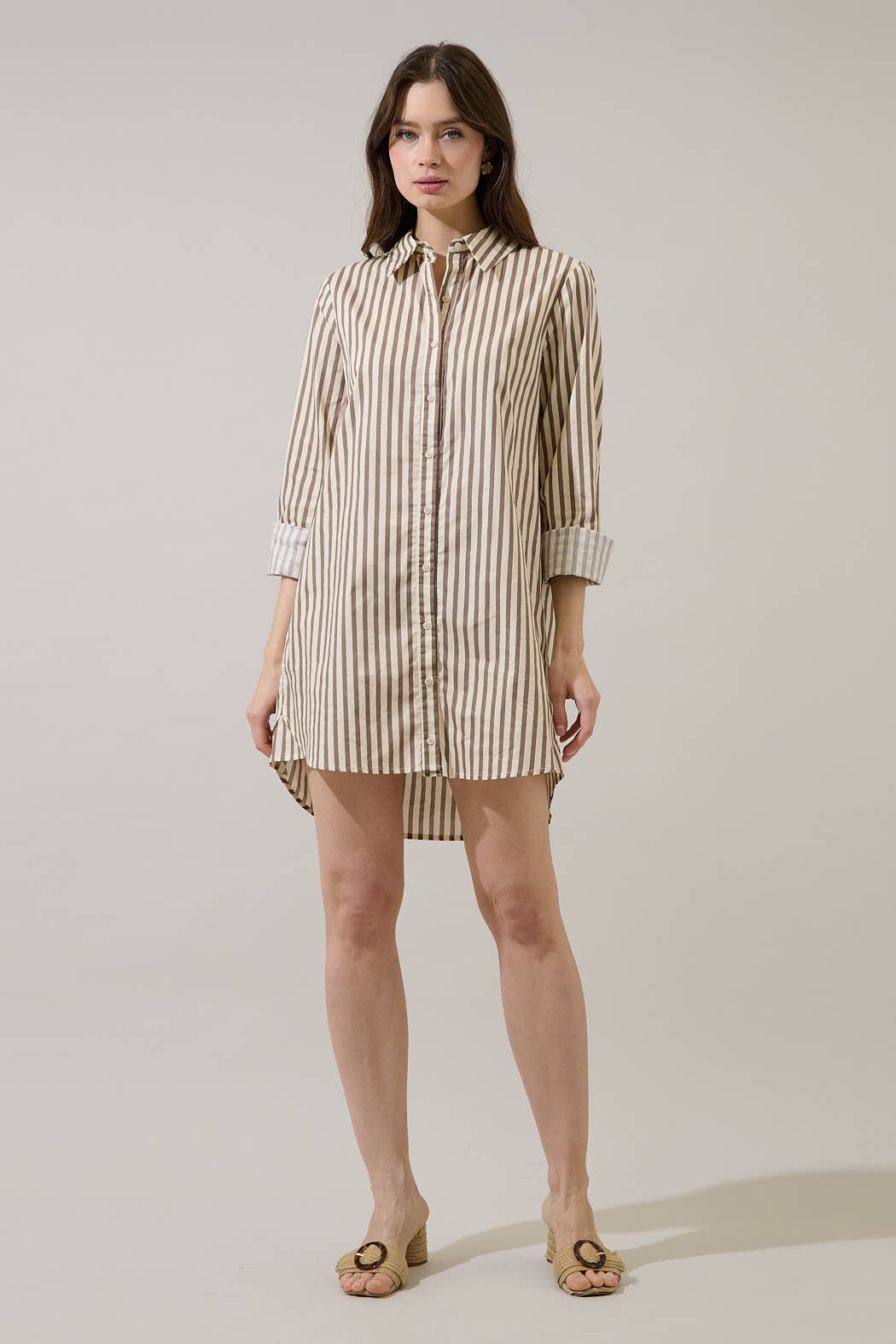 Striped Shirt Mini Dress