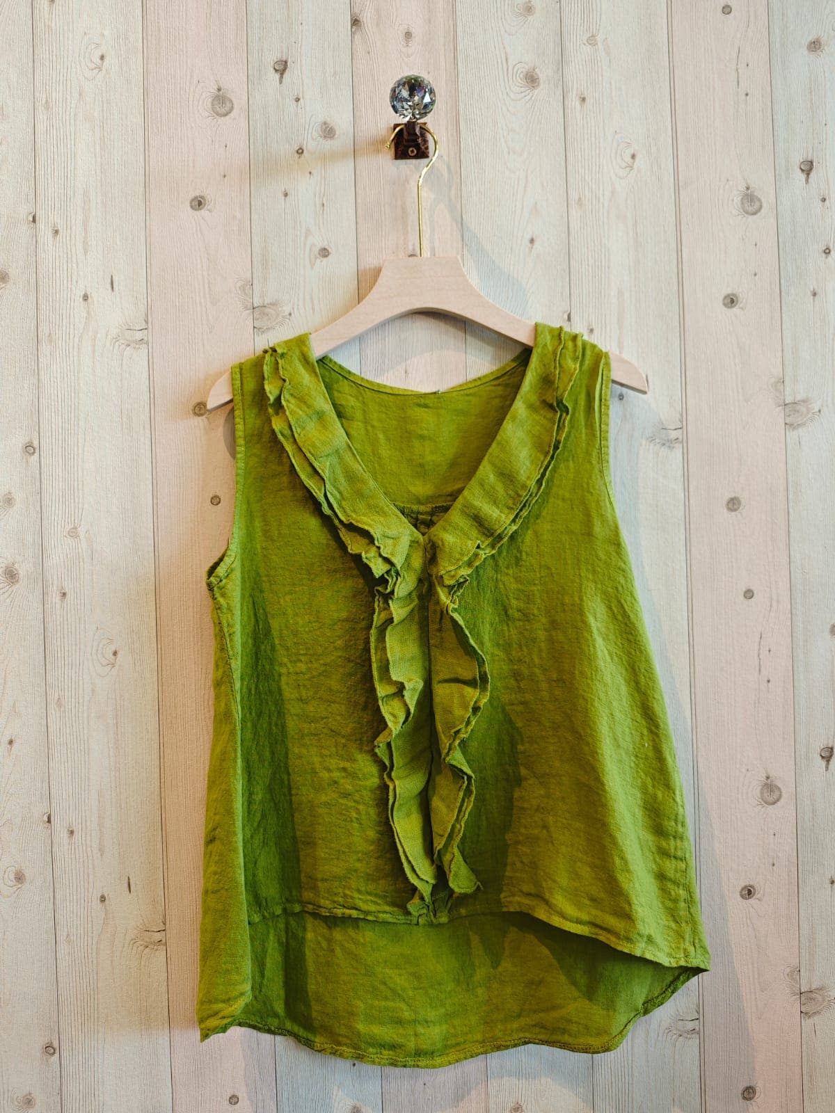 REF 17461 100% LINEN RUFFLE T-SHIRT
