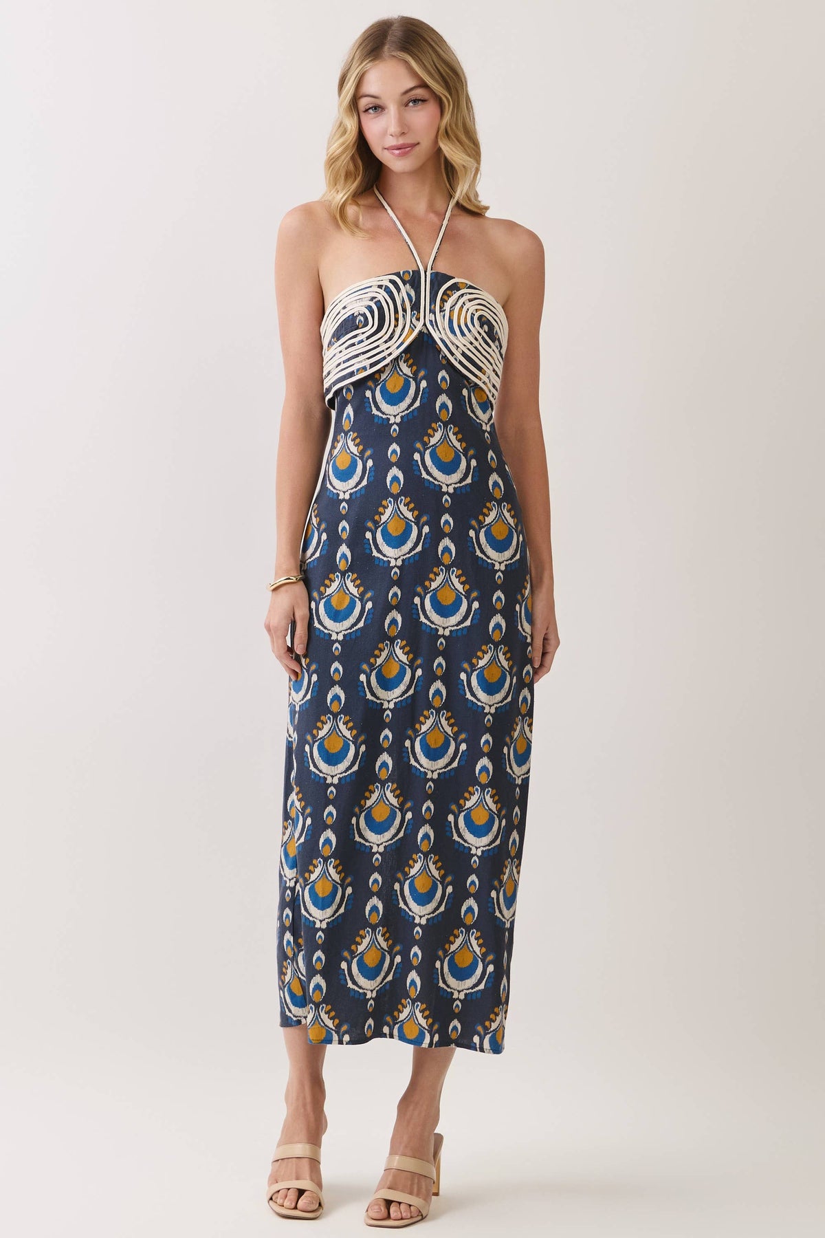 Rope Overlay Halter Dress