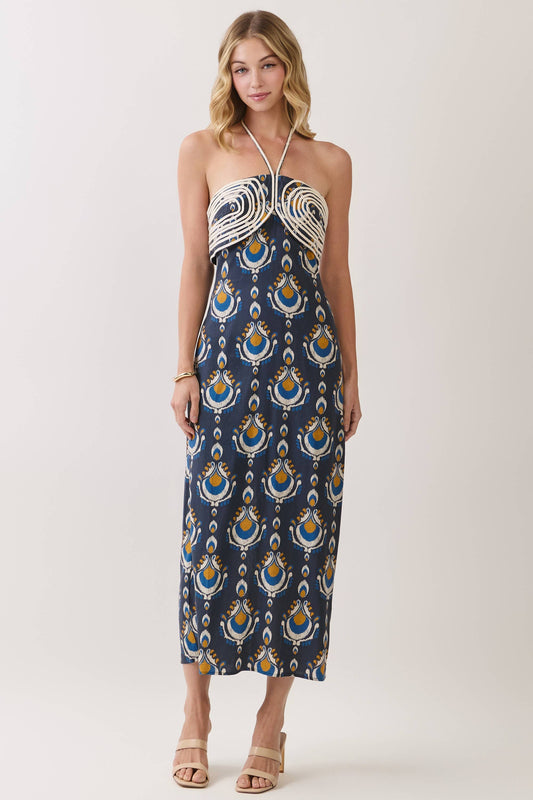 Rope Overlay Halter Dress