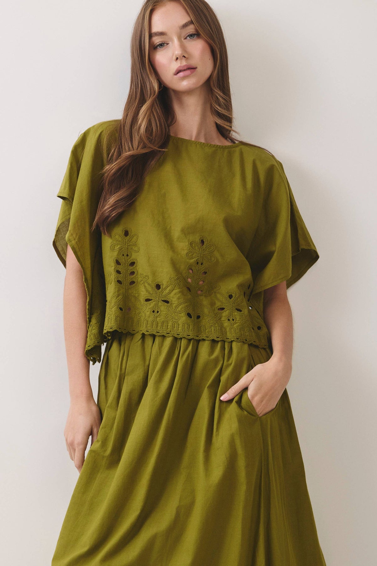 Eyelet Flutter Sleeve Top