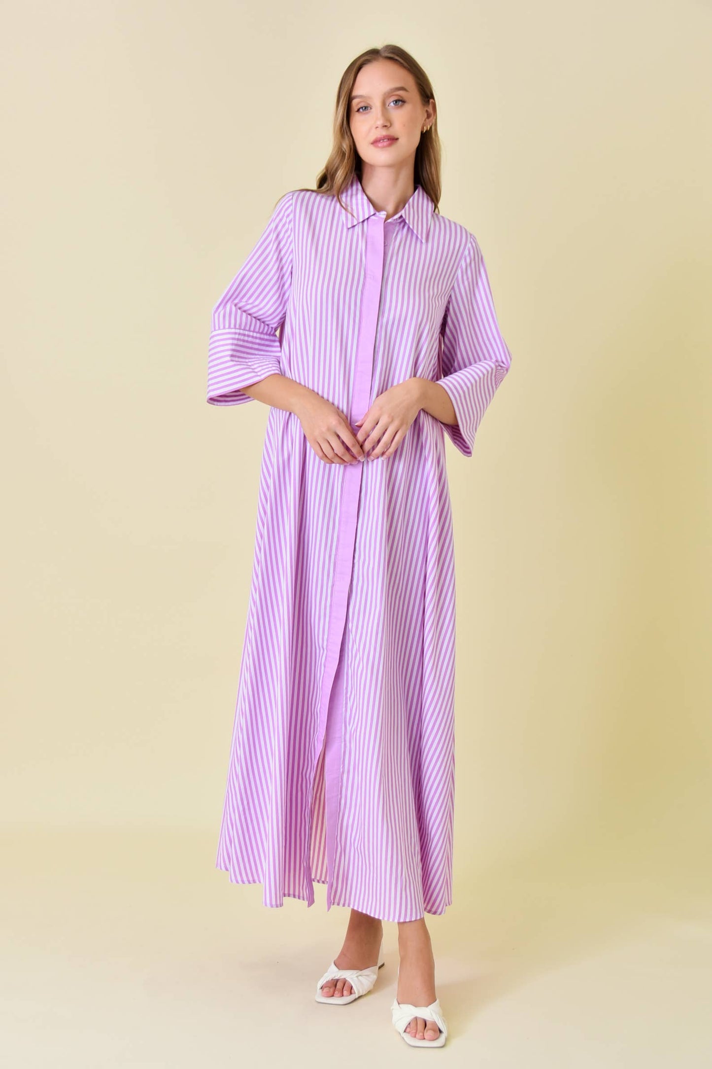 STRIPED MAXI SHIRT DRESS