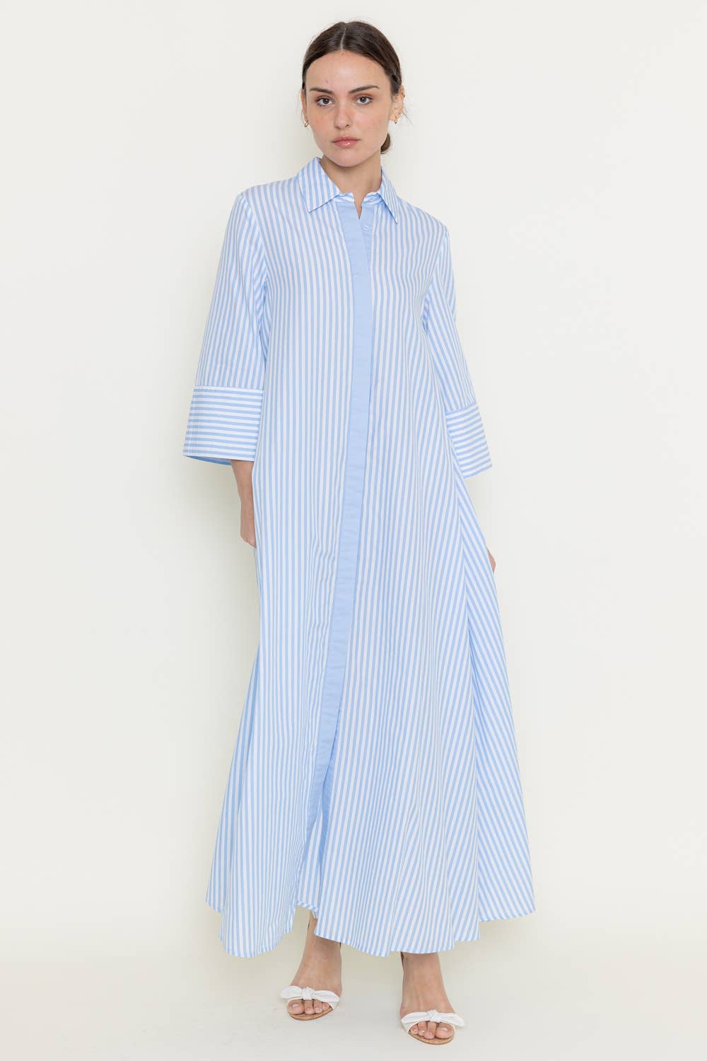 STRIPED MAXI SHIRT DRESS