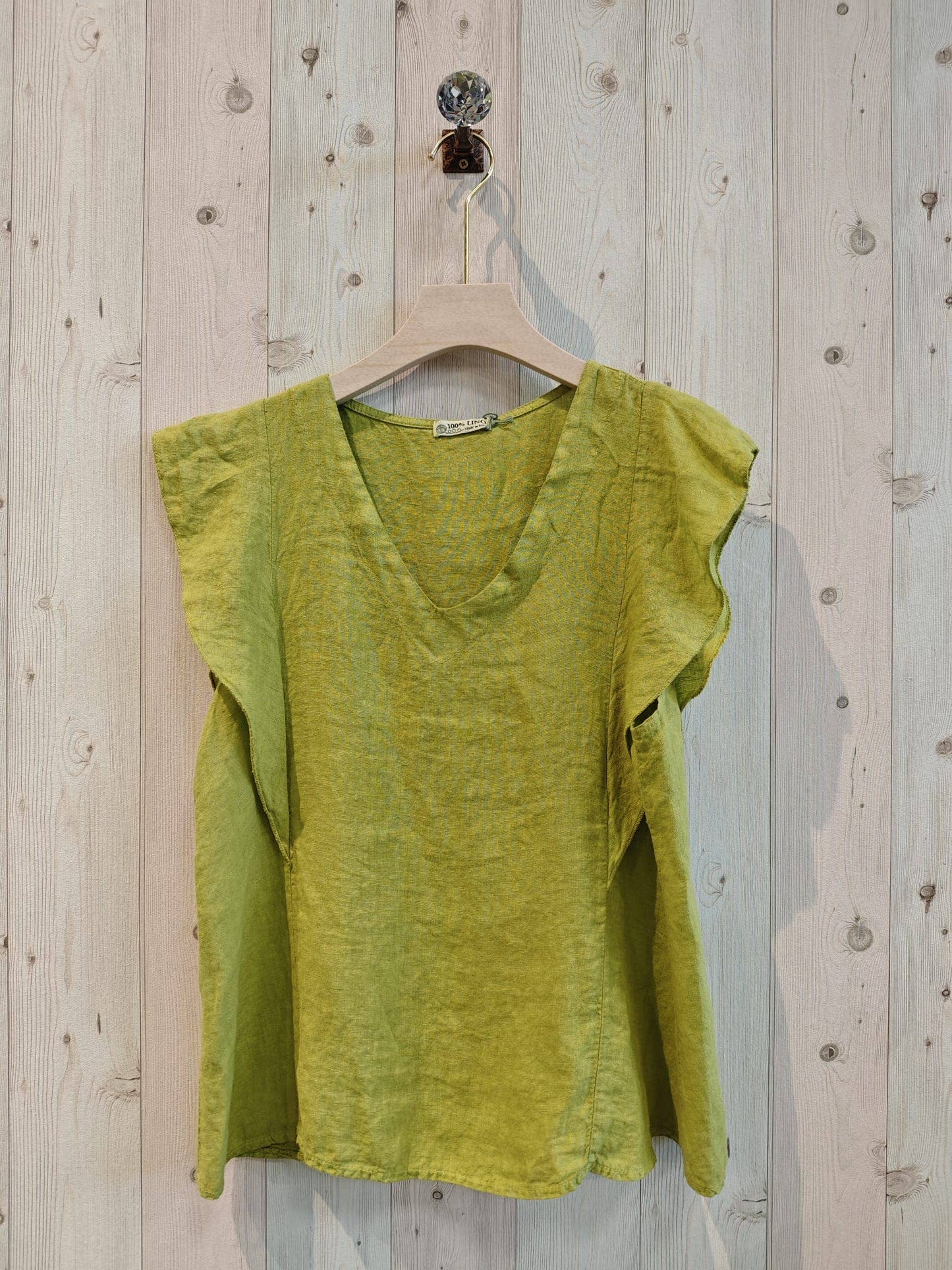 REF 17874 RUFFLE SLEEVE T-SHIRT 100% LINEN