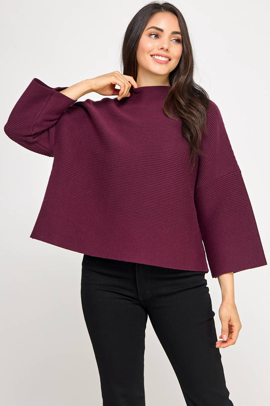 JT-5002-6 NOT YOUR CASUAL TOP-MERLOT
