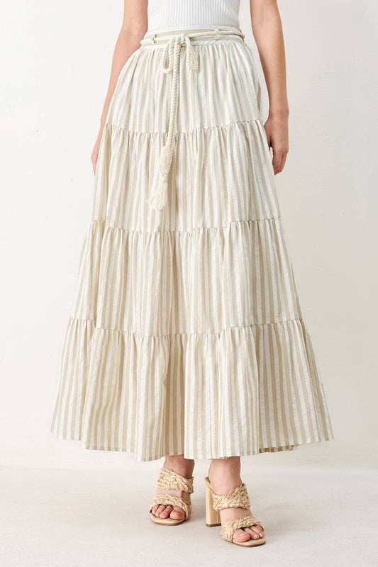 Neutral Stripe Maxi Skirt