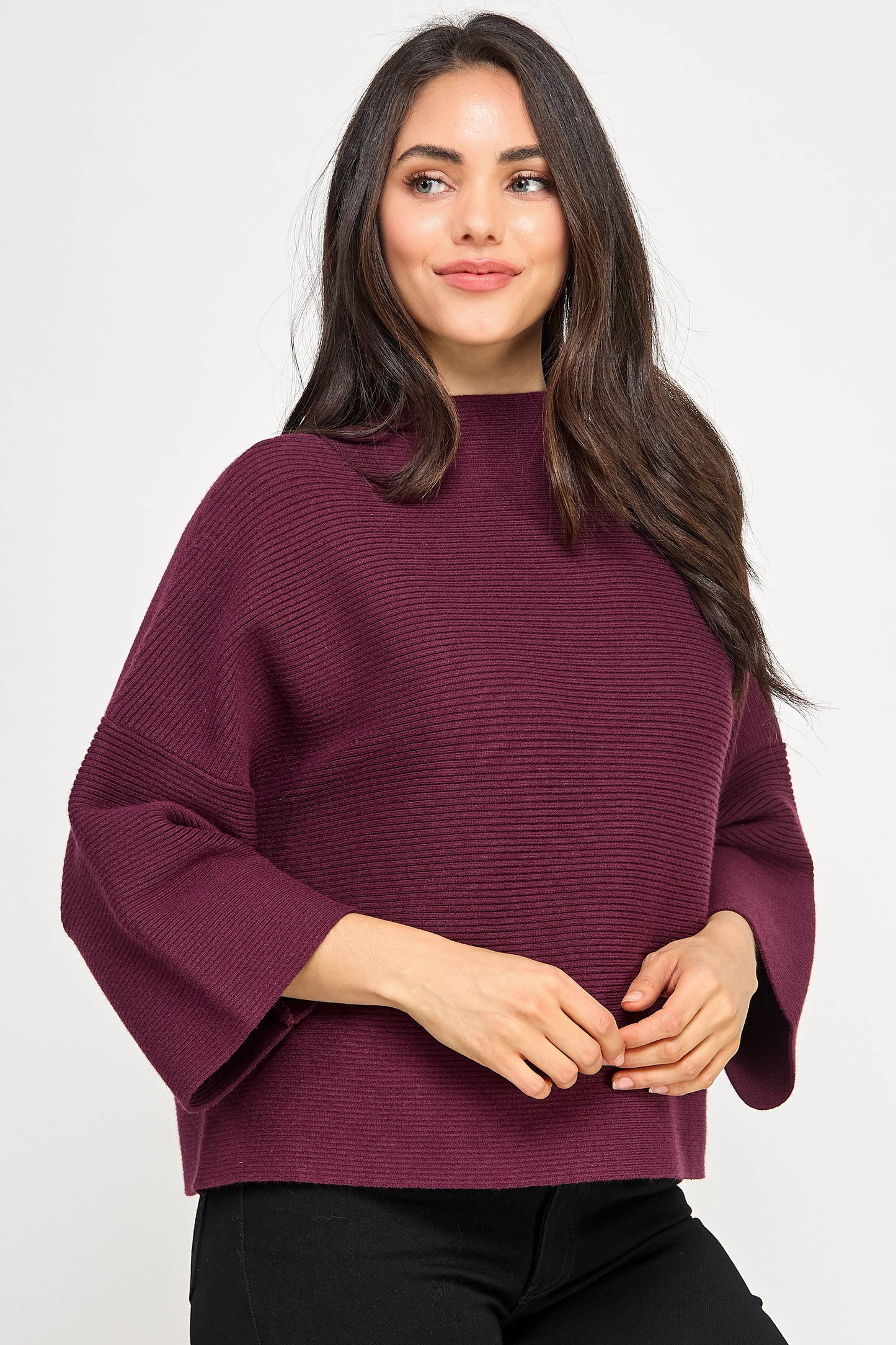 JT-5002-6 NOT YOUR CASUAL TOP-MERLOT