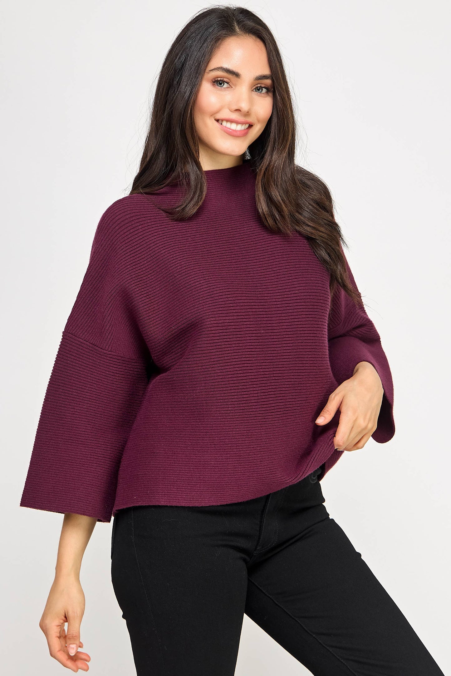 JT-5002-6 NOT YOUR CASUAL TOP-MERLOT